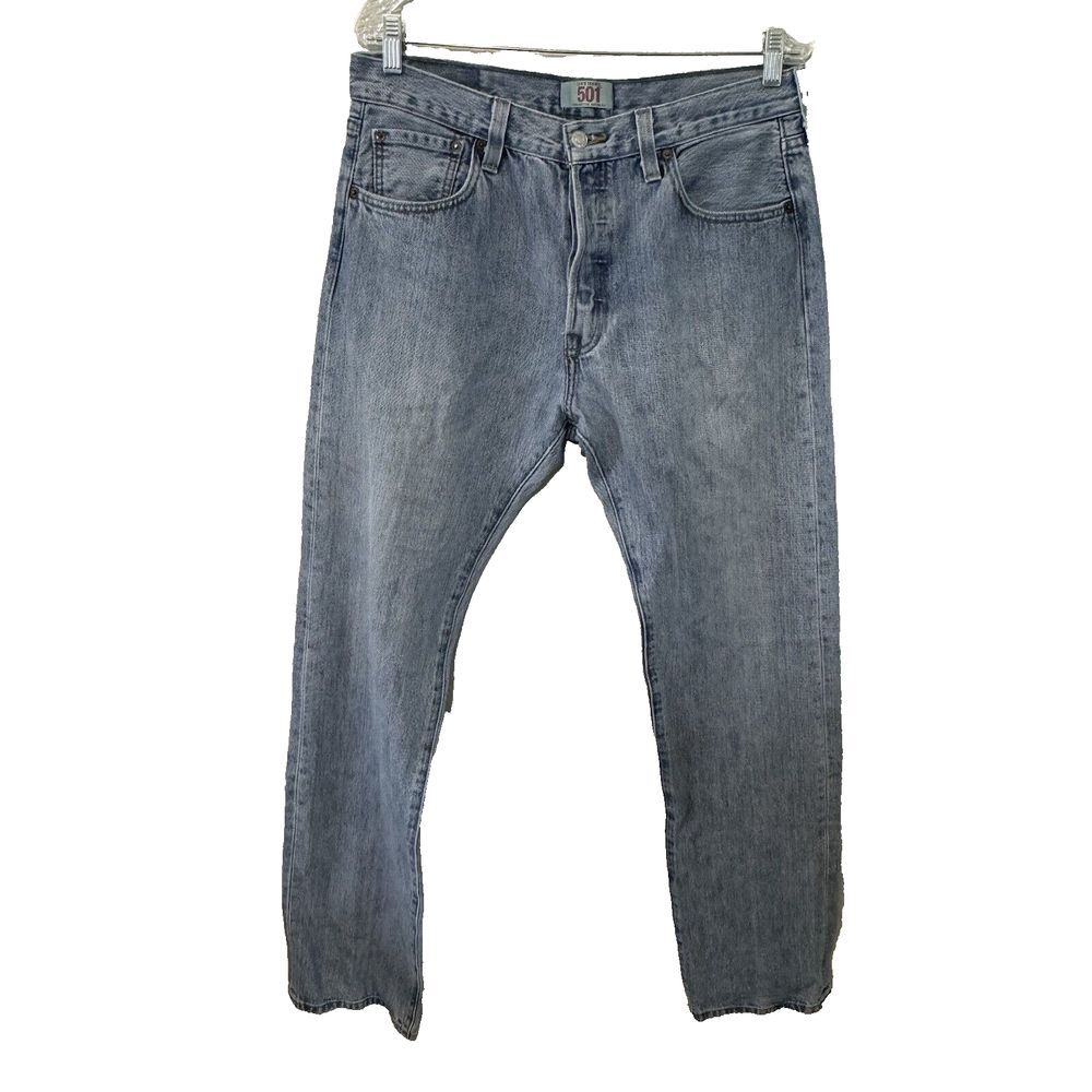 Levi's 501 Jeans Men's 34x34 Blue Pants Grunge‎ Faded Denim Button Fly Tag 34x34